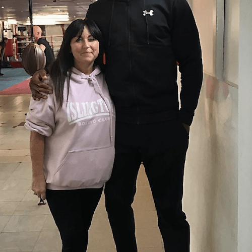 Jackie Hagland with Anthony Joshua (WBA, IBF, WBO, IBO Title Holder)