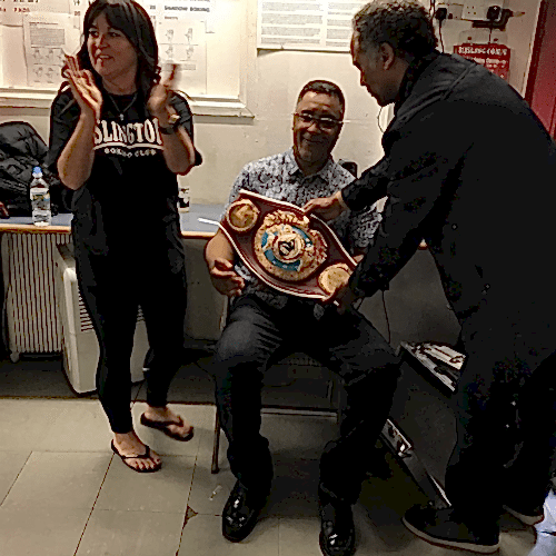 Jackie Hagland with Michael Watson (Former Professional British Boxer)