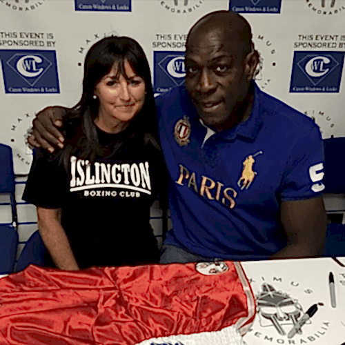 Jackie Hagland with Frank Bruno (Former professional boxer)