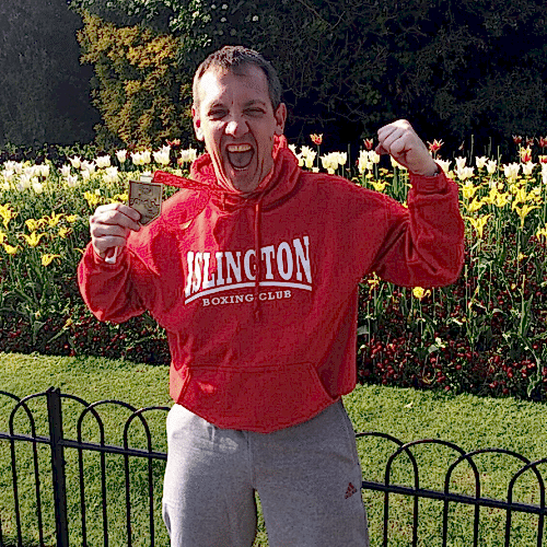 Jason Kinsella after completing the London Marathon