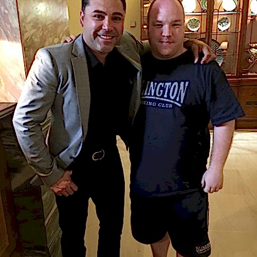 Reggie Hagland with Oscar De La Hoya (Former professional boxer having won the WBO and WBC Title)